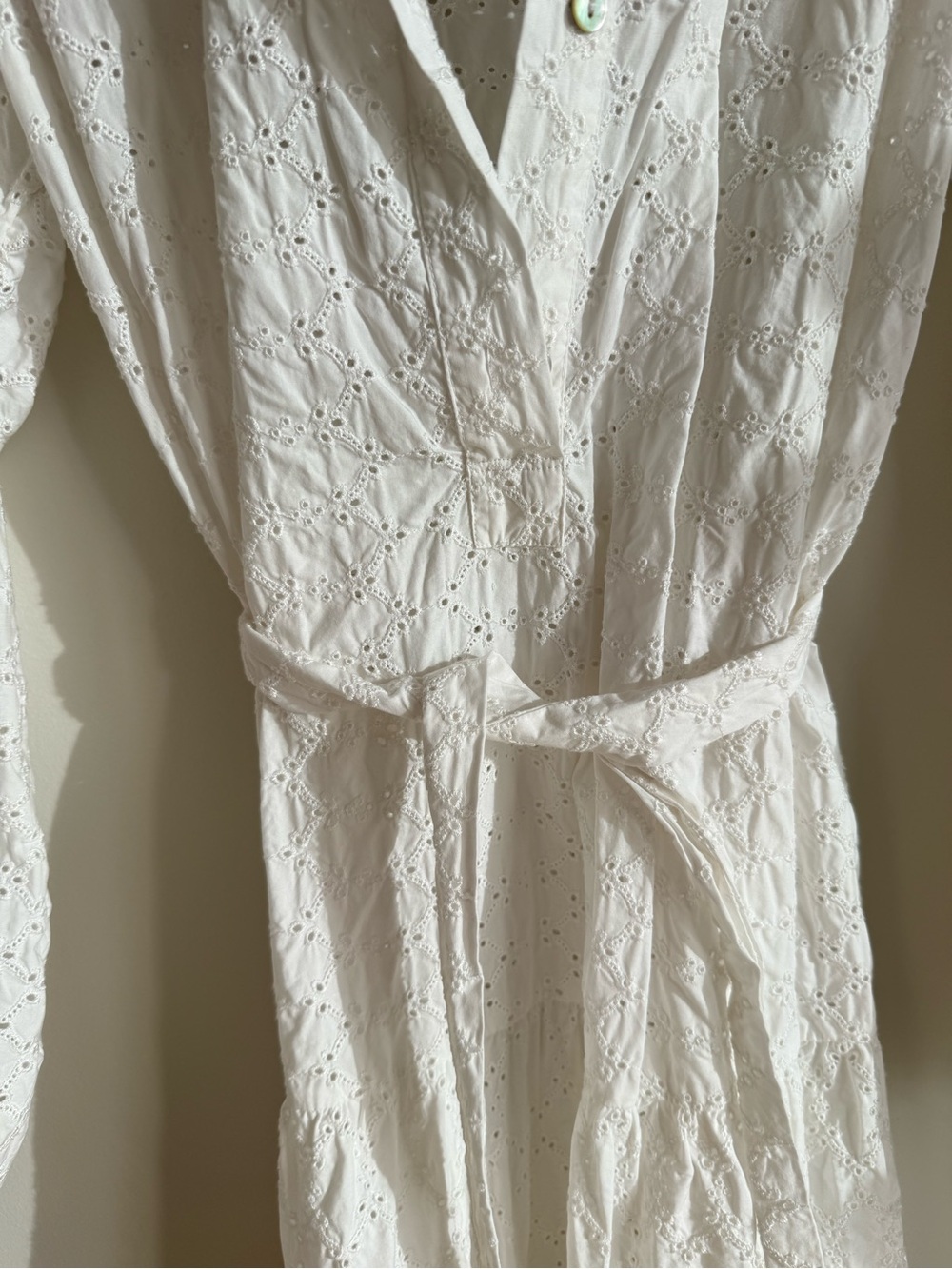 WILFRED White Eyelet Midi Shirt Dress with Waist Tie - Picture 6 of 7